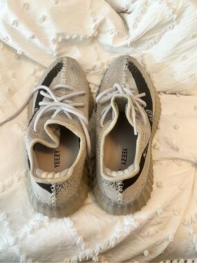 Yeezy Boost Beige and Black Knit Low-Top Sneakers